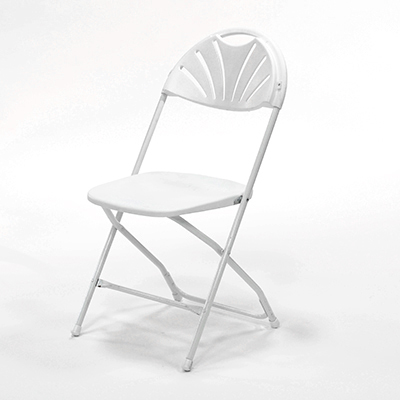Plastic Folding Chair Fan-back, White  www.Raphaels.com - Call to place your rental order today! 858-689-7368 - www.raphaels.com