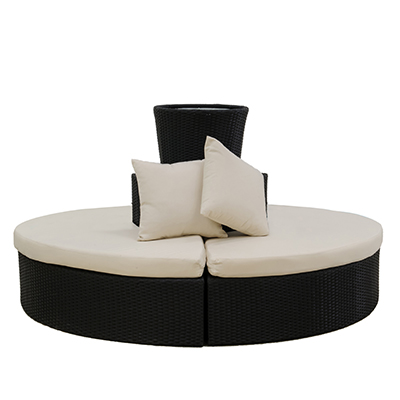 Rattan Bali Round Seating Black, With Planter  www.Raphaels.com - Call to place your rental order today! 858-689-7368 - www.raphaels.com
