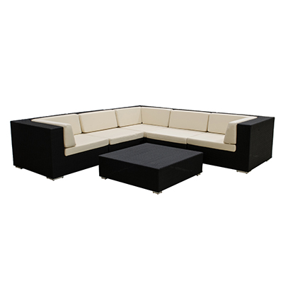 Rattan Bahama Sectional  Black, 5 Piece Sectional  www.Raphaels.com - Call to place your rental order today! 858-689-7368 - www.raphaels.com