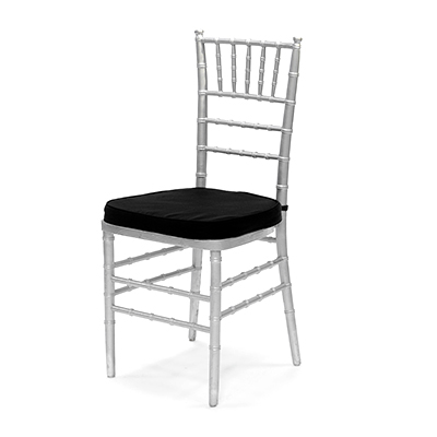 Silver Chiavari Chair w/Black Cushion  www.Raphaels.com - Call to place your rental order today! 858-689-7368 - www.raphaels.com