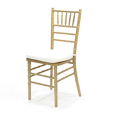 Gold Chiavari Chair w/ White Cushion  www.Raphaels.com - Call to place your rental order today! 858-689-7368 - www.raphaels.com