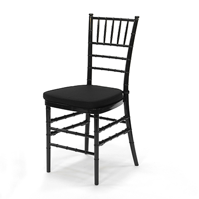 Black Chiavari Chair w/Black Cushion  www.Raphaels.com - Call to place your rental order today! 858-689-7368 - www.raphaels.com
