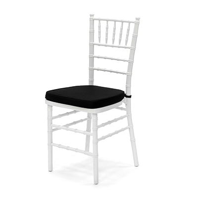 White Chiavari Chair w/Black Cushion  www.Raphaels.com - Call to place your rental order today! 858-689-7368 - www.raphaels.com