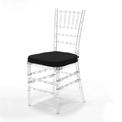 Crystal Chiavari Chair w/ Black Cushion  www.Raphaels.com - Call to place your rental order today! 858-689-7368 - www.raphaels.com