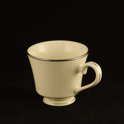 Ivory With Silver Trim China Cup  www.Raphaels.com - Call to place your rental order today! 858-689-7368 - www.raphaels.com