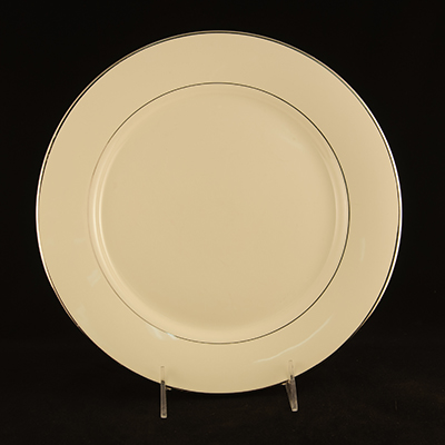 Ivory With Silver Trim China Dinner Plate 10-1/2"  www.Raphaels.com - Call to place your rental order today! 858-689-7368 - www.raphaels.com