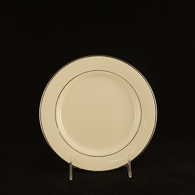 Ivory With Silver Trim China Salad Plate 8"  www.Raphaels.com - Call to place your rental order today! 858-689-7368 - www.raphaels.com