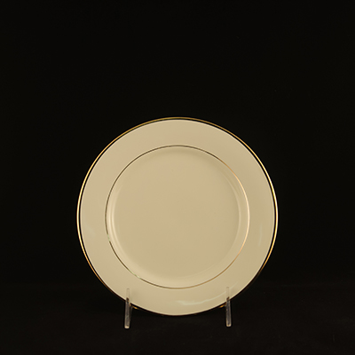 Ivory With Gold Trim China Salad Plate 8"  www.Raphaels.com - Call to place your rental order today! 858-689-7368 - www.raphaels.com