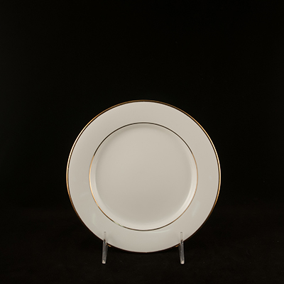 White With Gold Trim China Salad Plate 8"  www.Raphaels.com - Call to place your rental order today! 858-689-7368 - www.raphaels.com