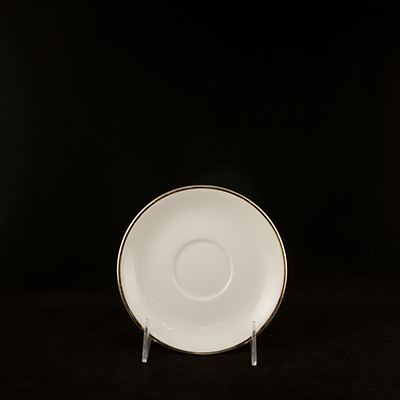 White With Gold Trim China Saucer 5-3/4"  www.Raphaels.com - Call to place your rental order today! 858-689-7368 - www.raphaels.com