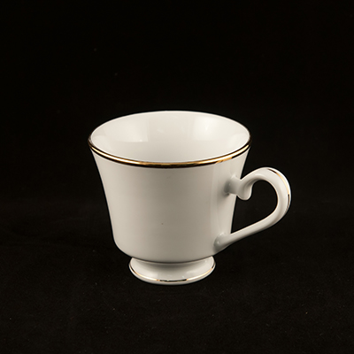 White With Gold Trim China Cup  www.Raphaels.com - Call to place your rental order today! 858-689-7368 - www.raphaels.com