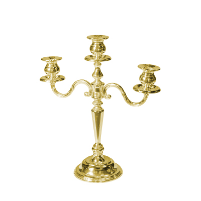3 Branch Gold Candelabra  www.Raphaels.com - Call to place your rental order today! 858-689-7368 - www.raphaels.com