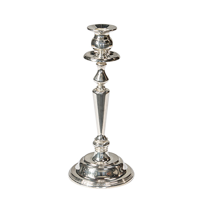 1 Branch Silver Candlestick Candelabra. 12"  www.Raphaels.com - Call to place your rental order today! 858-689-7368 - www.raphaels.com