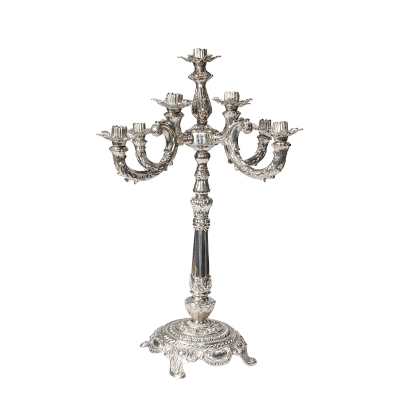 9 Branch Pewter Candelabra. 26"  www.Raphaels.com - Call to place your rental order today! 858-689-7368 - www.raphaels.com