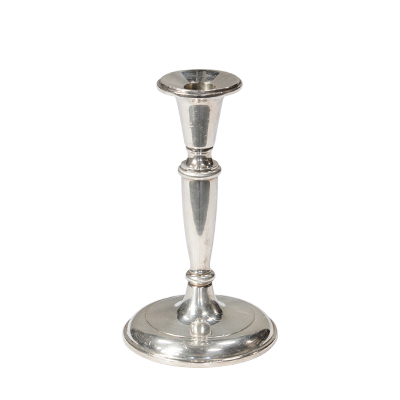 1 Branch Silver Candlestick Candelabra. 8"  www.Raphaels.com - Call to place your rental order today! 858-689-7368 - www.raphaels.com
